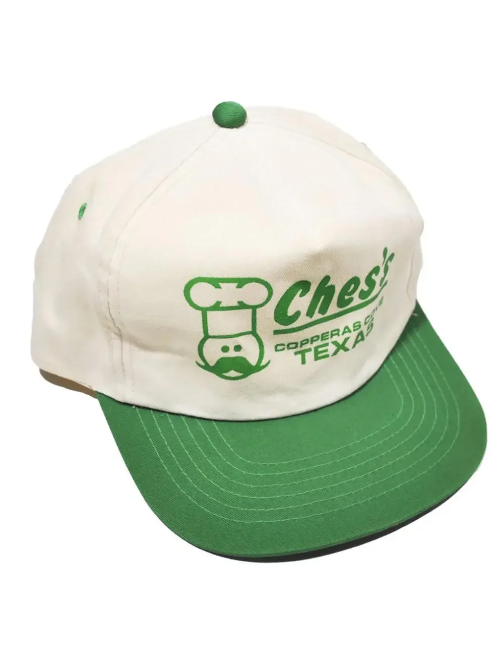 Vintage Ches's Texas 90s Green Tan Cap Hat Snapback